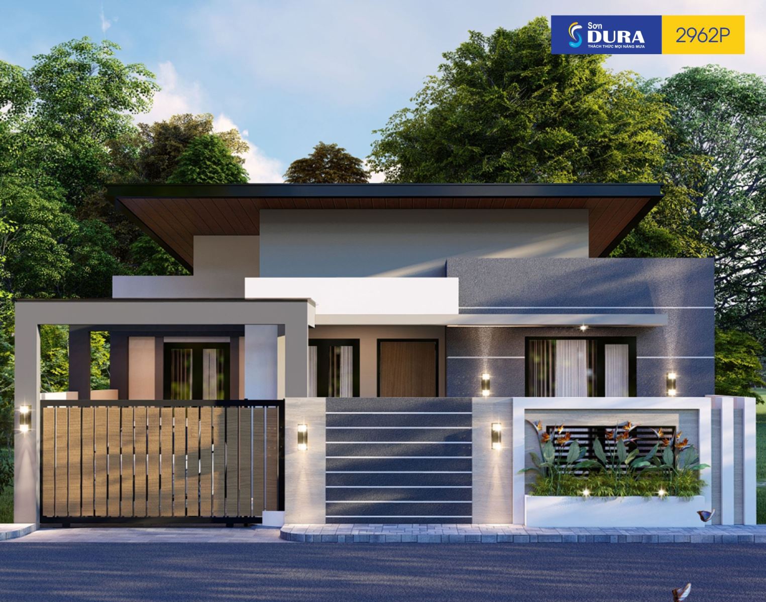 phối màu sơn nhà cấp 4 